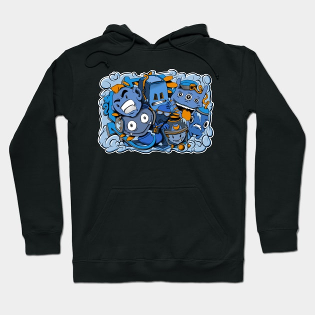 Blue and yellow graffiti cartoon characters Hoodie by Donperion